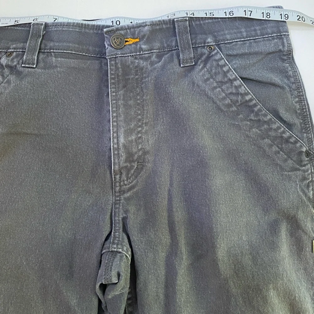 ARIAT REBAR M4 Gray Low-Rise Bootcut Cargo Work Jeans‎ SZ 35